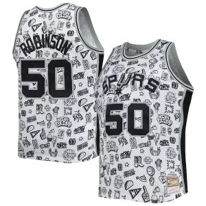 Sofisticado David Robinson San Antonio Spurs 1998/99 Hardwood Classics Doodle Swingman Player Jersey White  para la gran final