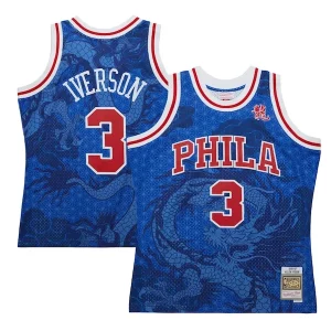 Moderno Allen Iverson Philadelphia 76ers 1996/97 Hardwood Classics Asian Heritage 6.0 Swingman Throwback Player Jersey Royal  para la gran final