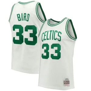 Magnífico Práctico Larry Bird Boston Celtics Hardwood Classics 1985/86 Swingman Jersey White/Kelly Green  para la gran final