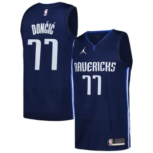 Práctico Fantástico Magnífico Luka Dončić Dallas Mavericks Jordan Brand Swingman Player Jersey Statement Edition Navy  para la gran final