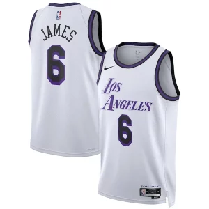 Fantástico Comodo LeBron James Los Angeles Lakers Nike Unisex 2022/23 Swingman Jersey City Edition White  para la gran final