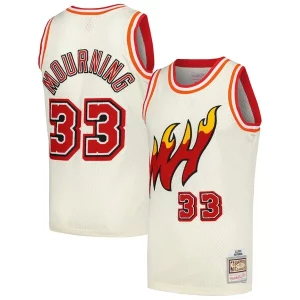 Encantador Práctico Alonzo Mourning Miami Heat Chainstitch Swingman Jersey Cream  para la gran final
