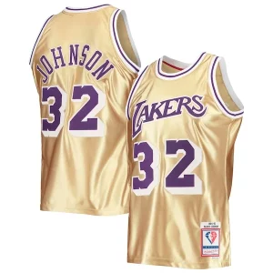 Resistente Duradero Magic Johnson Los Angeles Lakers 75th Anniversary 1984/85 Hardwood Classics Swingman Jersey Gold  para la gran final