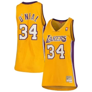 Atractivo Shaquille O'Neal Los Angeles Lakers Women's 1999/00 Hardwood Classics Swingman Jersey Gold  para la gran final
