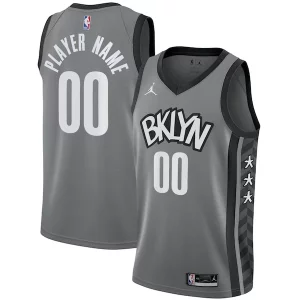 Maravilloso Sofisticado Brooklyn Nets Jordan Brand Swingman Custom Jersey Statement Edition Gray  para la gran final