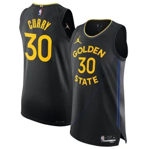 Genial Stephen Curry Golden State Warriors Jordan Brand 2024/25 Authentic Jersey Statement Edition Black  para la gran final
