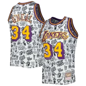 Exquisito Duradero Shaquille O'Neal Los Angeles Lakers 1996/97 Hardwood Classics Doodle Swingman Jersey White  para la gran final
