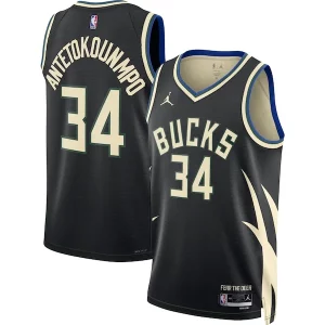 Elegante Magnífico Giannis Antetokounmpo Milwaukee Bucks Jordan Brand Unisex Swingman Jersey Statement Edition Black  para la gran final