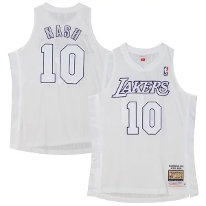 Moderno Atractivo Lujoso Steve Nash Los Angeles Lakers 2012 Authentic Player Jersey White  para la gran final