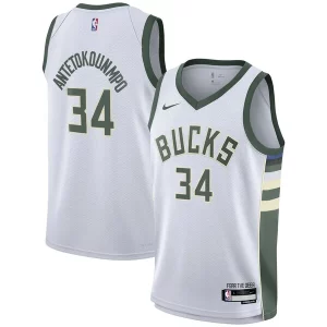 Genial Giannis Antetokounmpo Milwaukee Bucks Nike Youth Swingman Jersey Association Edition White  para la gran final