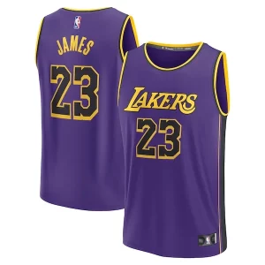 Práctico LeBron James Los Angeles Lakers 2022/23 Fast Break Replica Jersey Statement Edition Purple  para la gran final