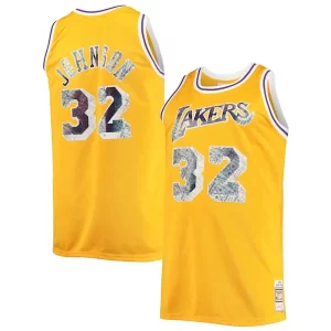 Increíble Robusto Magic Johnson Los Angeles Lakers Big & Tall 1984/85 NBA 75th Anniversary Diamond Swingman Jersey Gold  para la gran final