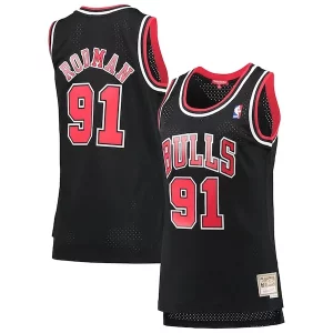 Duradero Práctico Dennis Rodman Chicago Bulls Women's Hardwood Classics Swingman Jersey Black  para la gran final