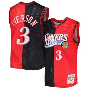 Maravilloso Fácil de llevar Allen Iverson Philadelphia 76ers Hardwood Classics 2000/01 Split Swingman Jersey Black/Red  para la gran final