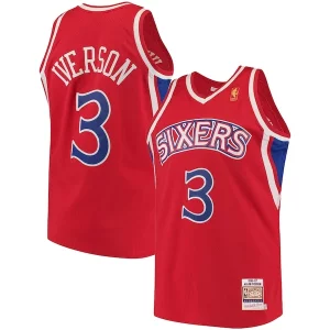 Fantástico Lujoso Fácil de llevar Allen Iverson Philadelphia 76ers 1996/97 Hardwood Classics Authentic Jersey Red/Black/White  para la gran final