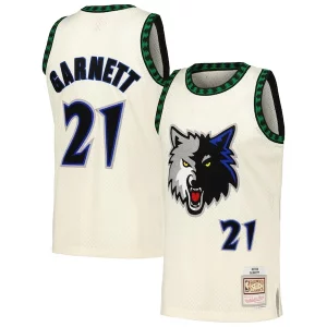 Encantador Clásico Ideal Kevin Garnett Minnesota Timberwolves Chainstitch Swingman Jersey Cream  para la gran final