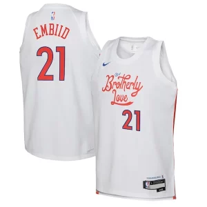 Sofisticado Joel Embiid Philadelphia 76ers Nike Youth 2022/23 Swingman Jersey City Edition White  para la gran final