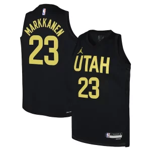 Encantador Lauri Markkanen Utah Jazz Jordan Brand Youth Swingman Jersey Statement Edition Black  para la gran final